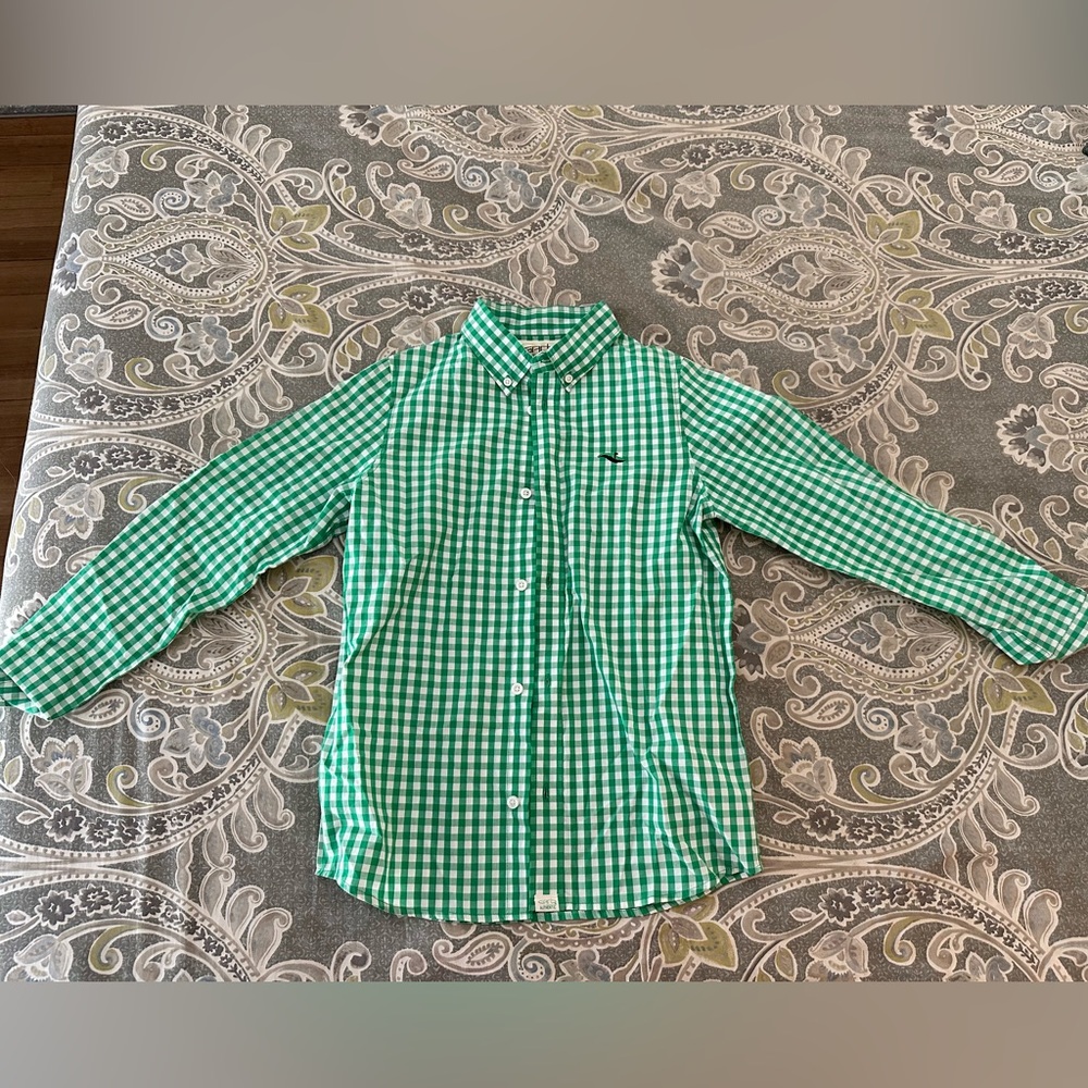 Garb Team Green Checkered Button Down Youth Large